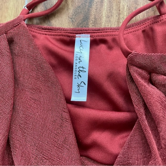 Lucy in the Sky Ruched Halter Dress in Rust Orange Size S - Picture 8 of 11